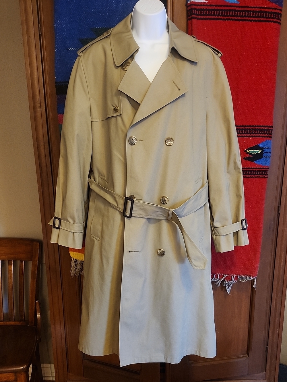Botany 500 Classic Men's Khaki Trench Coat Size 40
